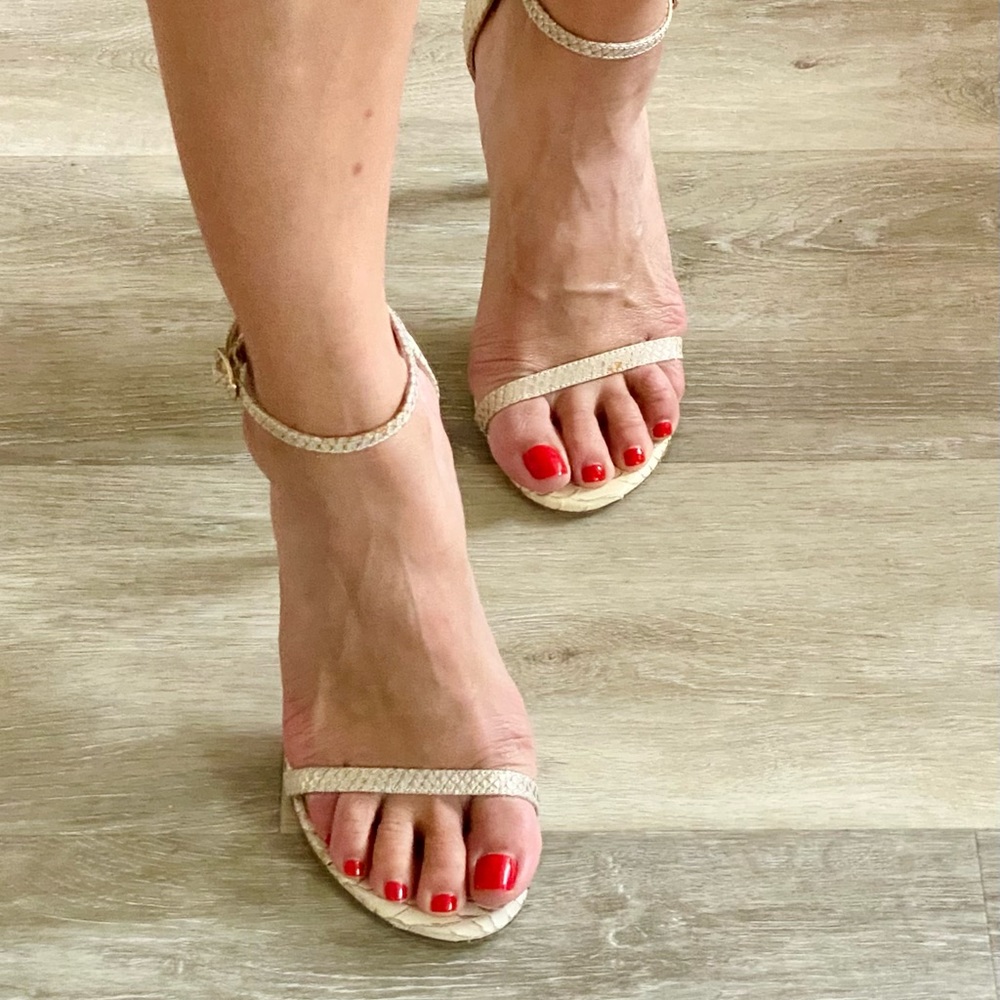 Stuart Weitzman Nudistsong Snakeskin Sandals